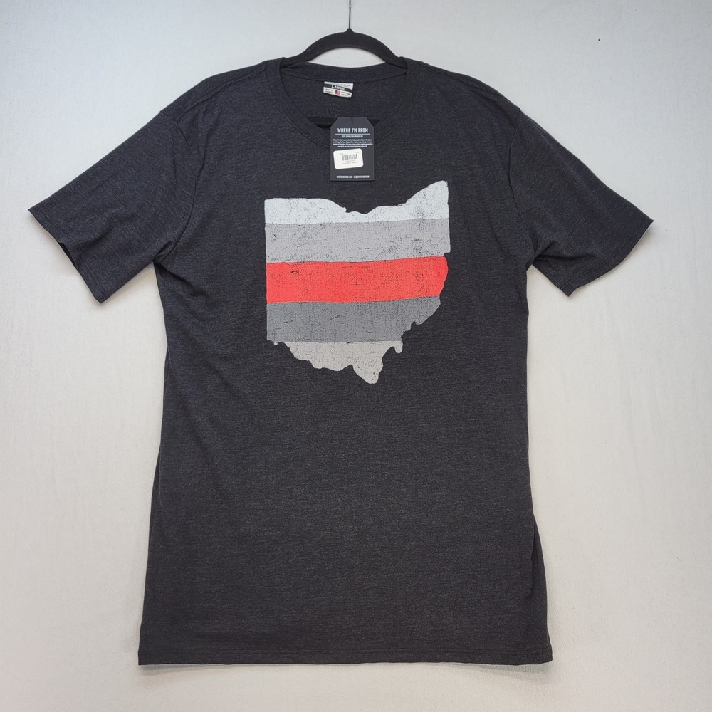 Where I'm From‎ T-Shirt Mens Large Gray Ohio OSU Graphic Tri-Blend Short Sleeve